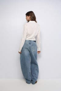 CROPPED SHIRT MET LINNEN