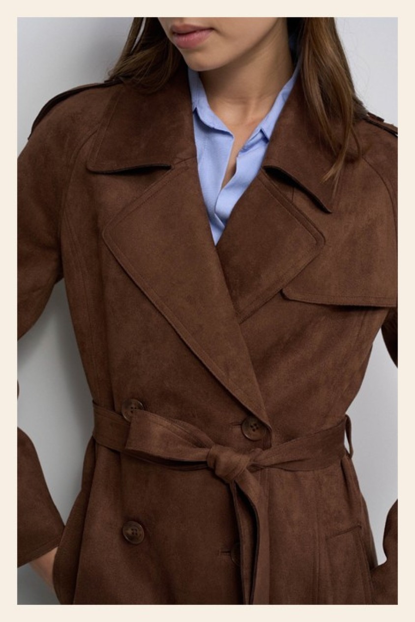 TRENCH COAT EFEITO SUEDE