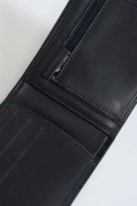 OUTLET LEATHER WALLET, BLACK, UNIQUE