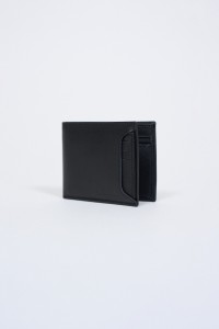OUTLET LEATHER WALLET, BLACK, UNIQUE