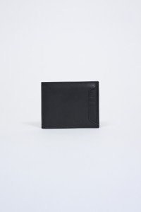OUTLET LEATHER WALLET, BLACK, UNIQUE