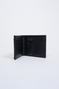 OUTLET LEATHER WALLET, BLACK, UNIQUE