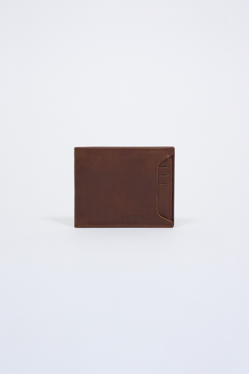 OUTLET LEATHER WALLE, DARK BROWN, UNIQUE