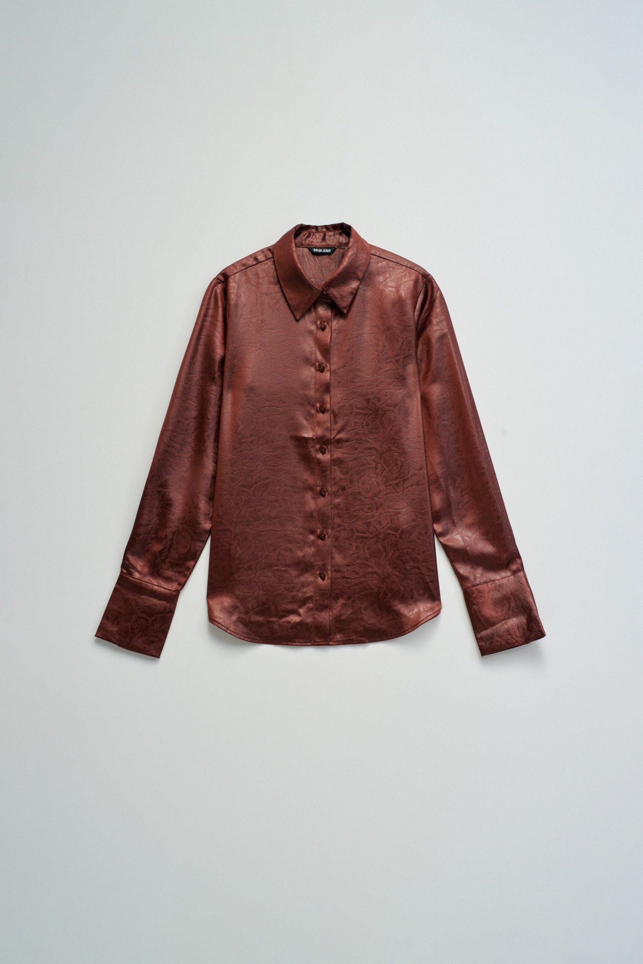 SATIJNEN SHIRT MET TEXTUUR