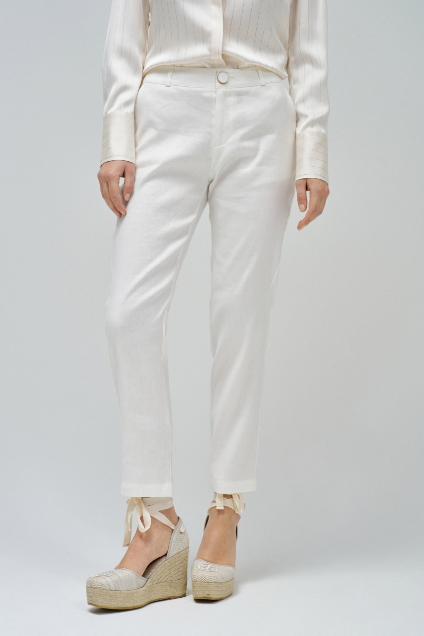 LINEN CHINO TROUSERS