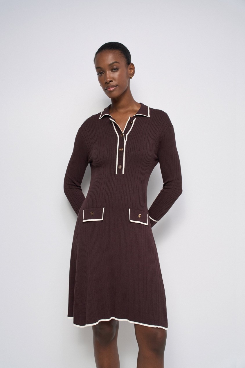 VESTIDO CORTO DE PUNTO ESTILO POLO