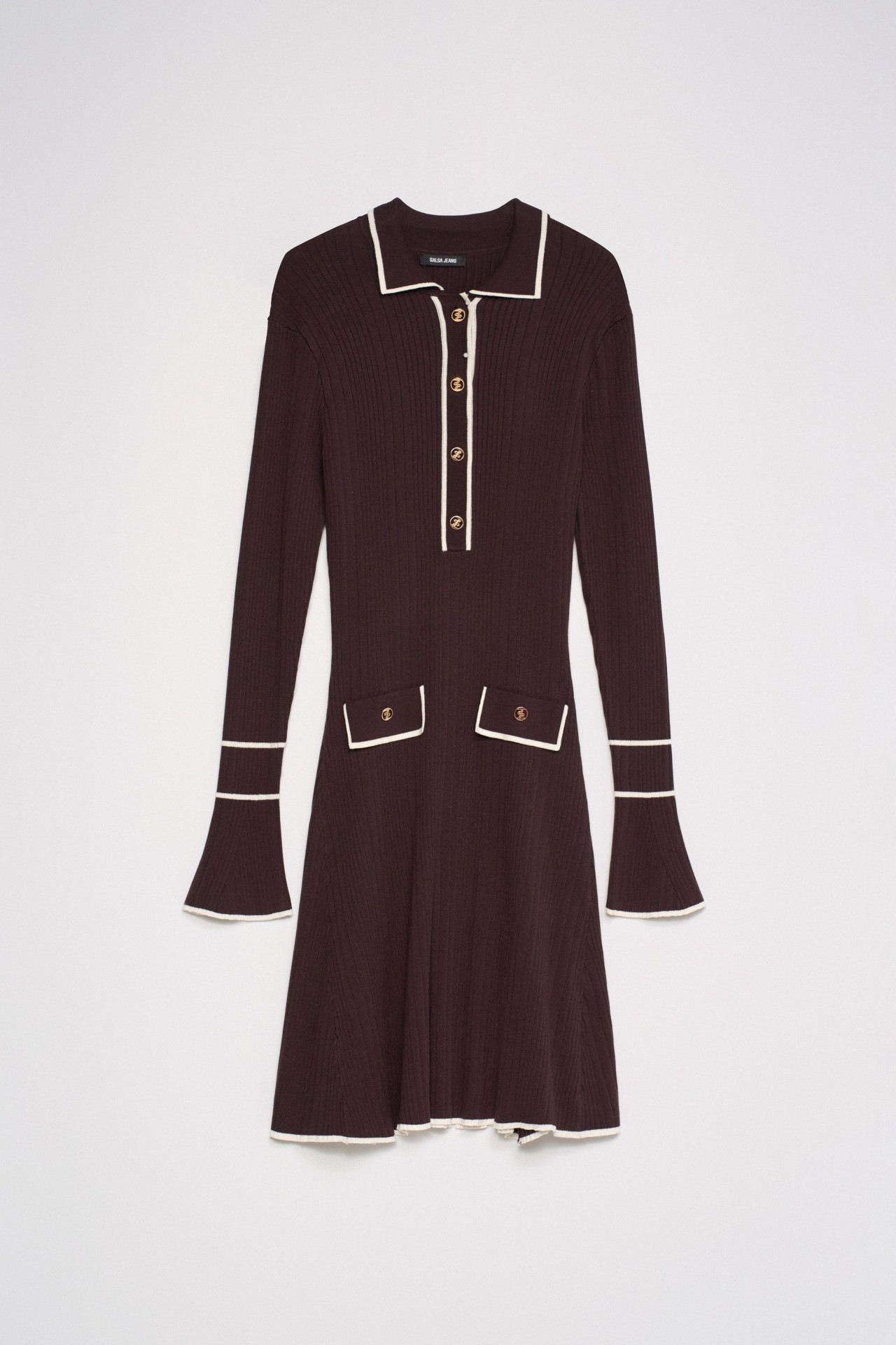 VESTIDO CORTO DE PUNTO ESTILO POLO