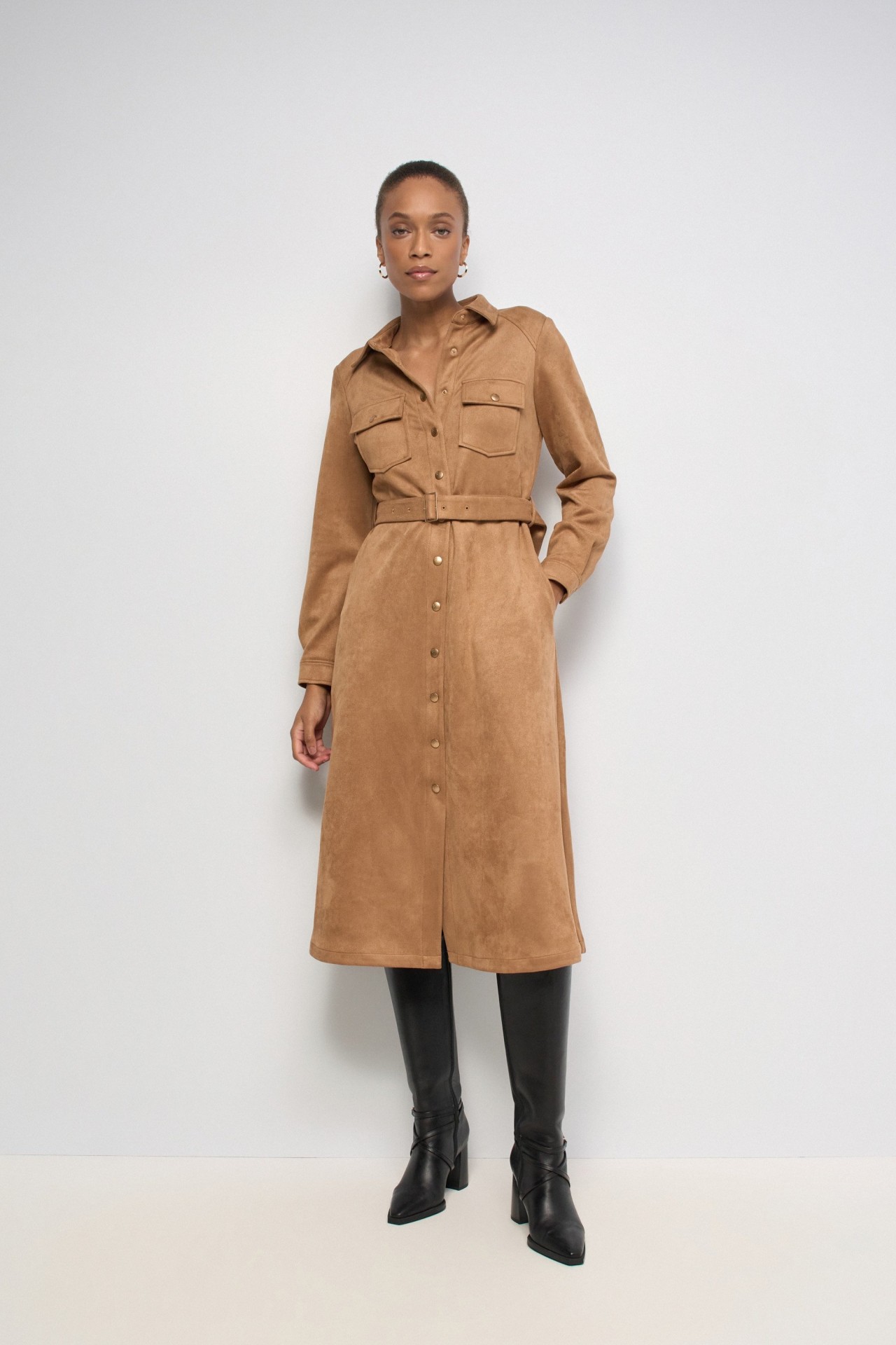 VESTIDO MIDI DE ANTE