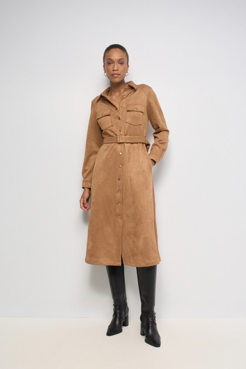 VESTIDO MIDI DE ANTE