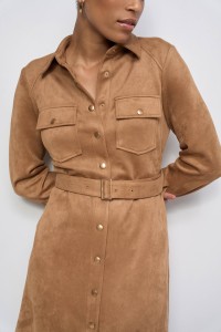 VESTIDO MIDI DE ANTE