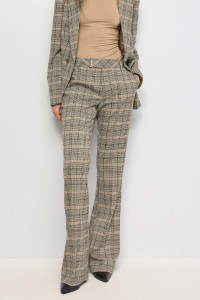 FLARE CHINO TROUSERS WITH CHECK PATTERN
