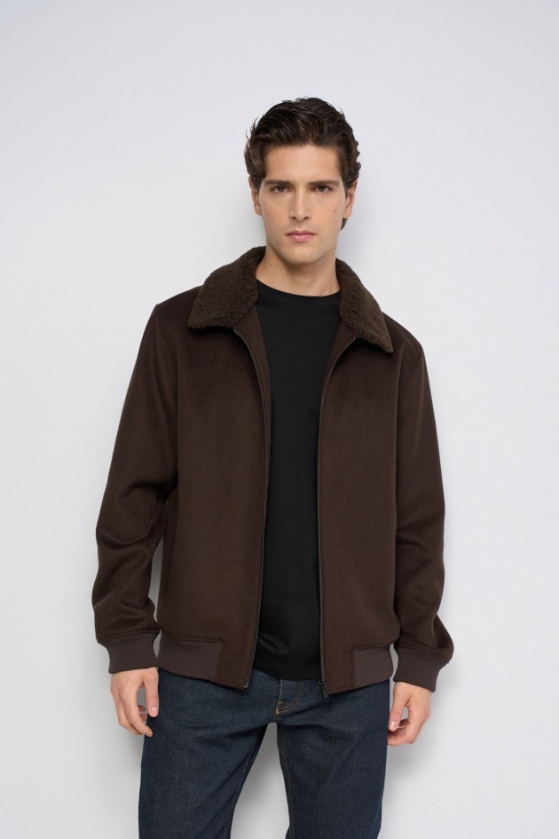 WOOL BLEND BOMBER JACKET