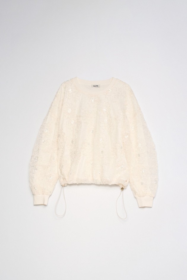 SUDADERA CON EFECTO FLORAL TRIDIMENSIONAL