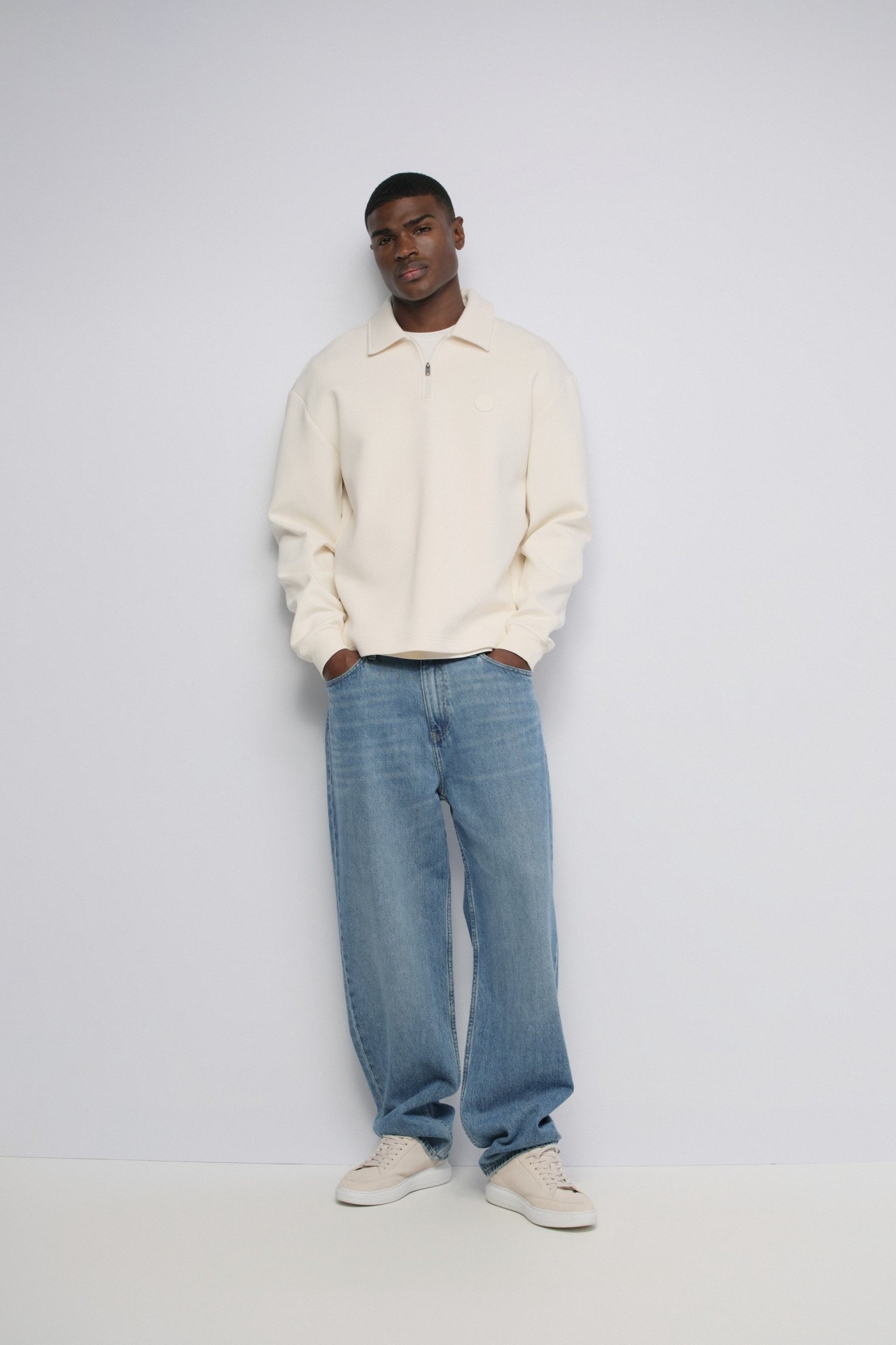 HALF-ZIP KNITTED SWEATSHIRT