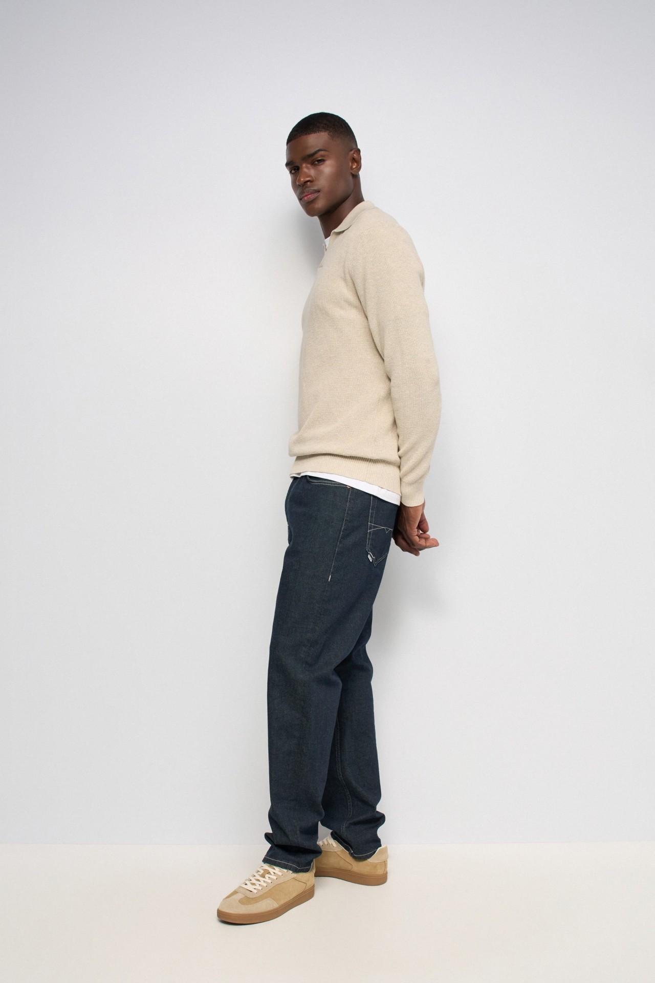 TEXTURED LONG-SLEEVE POLO