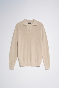 TEXTURED LONG-SLEEVE POLO