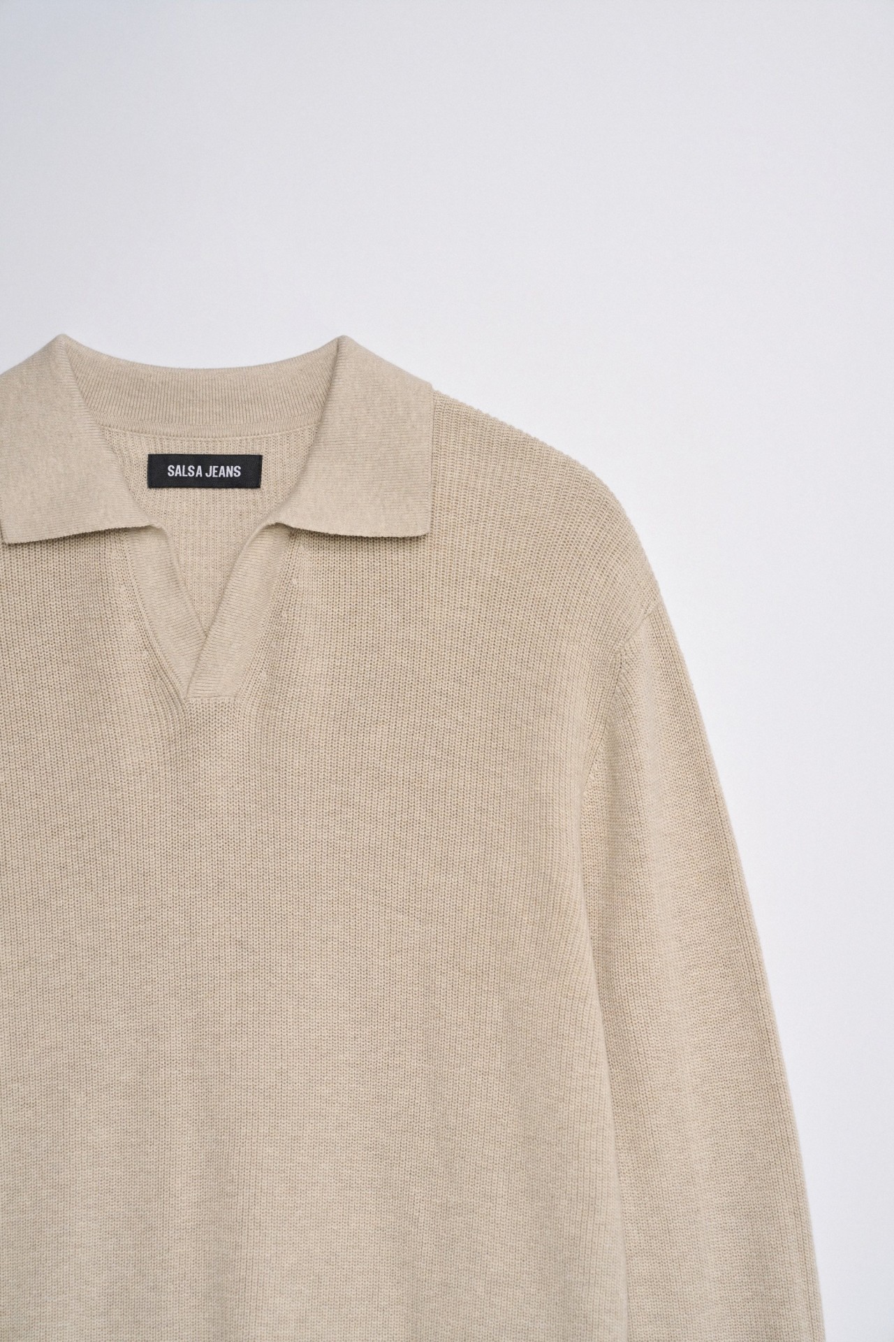 TEXTURED LONG-SLEEVE POLO