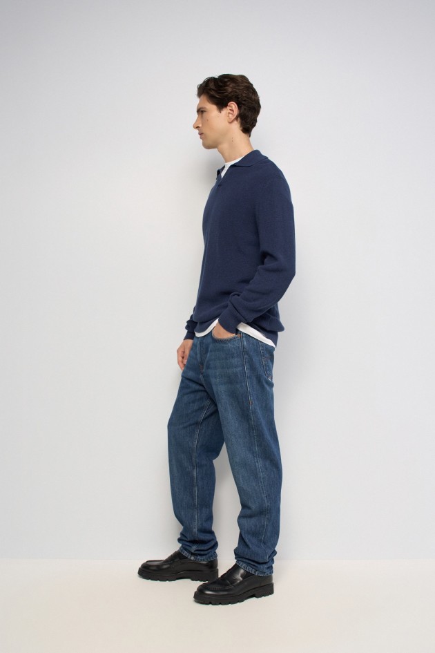 TEXTURED LONG-SLEEVE POLO