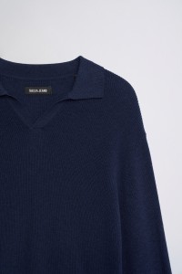 TEXTURED LONG-SLEEVE POLO