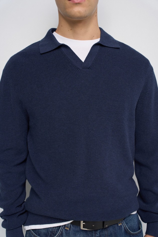 TEXTURED LONG-SLEEVE POLO