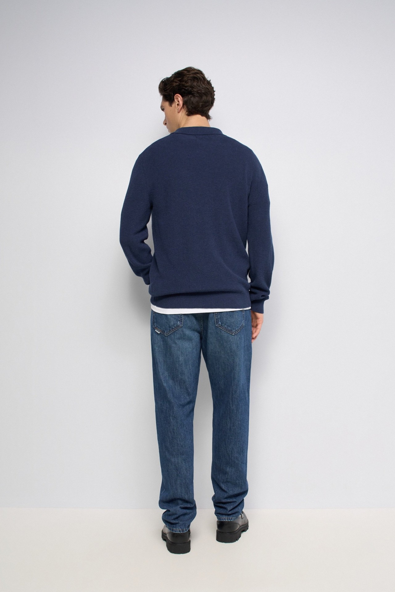 TEXTURED LONG-SLEEVE POLO