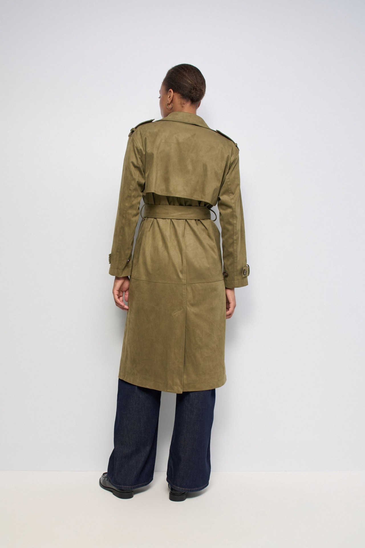 VELVETY-EFFECT TRENCH COAT