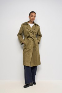 VELVETY-EFFECT TRENCH COAT