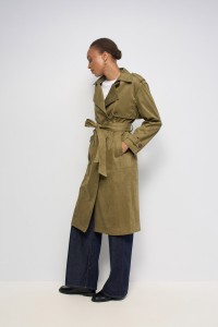 VELVETY-EFFECT TRENCH COAT