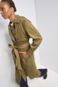 VELVETY-EFFECT TRENCH COAT