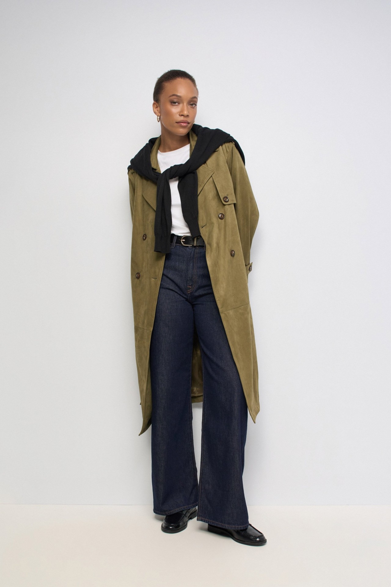 VELVETY-EFFECT TRENCH COAT