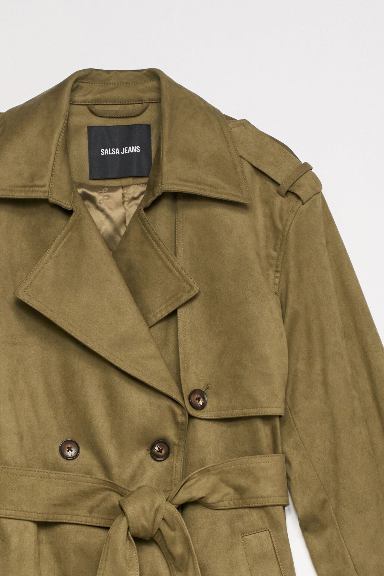 VELVETY-EFFECT TRENCH COAT