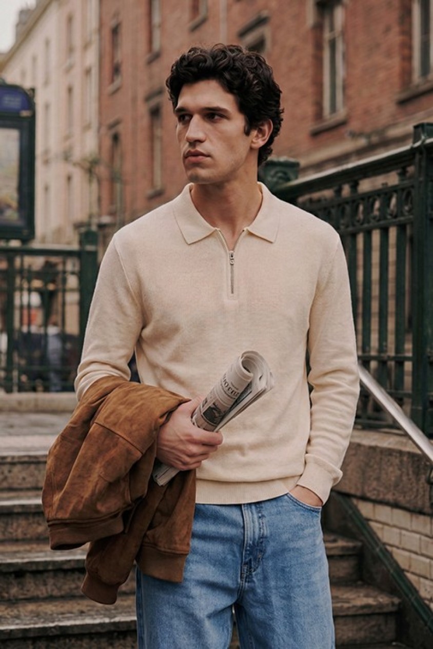 HALF-ZIP KNITTED JUMPER