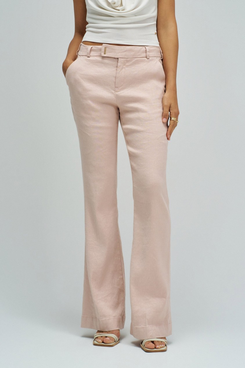 PANTALONS CHINO FLARE EN LIN
