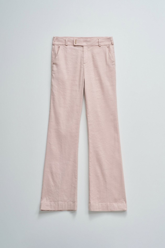 CHINO FLARE TROUSERS WITH LINEN