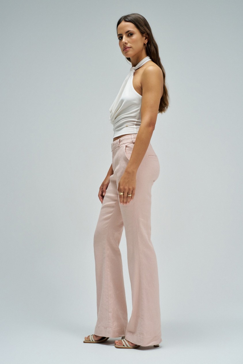 PANTALONS CHINO FLARE EN LIN