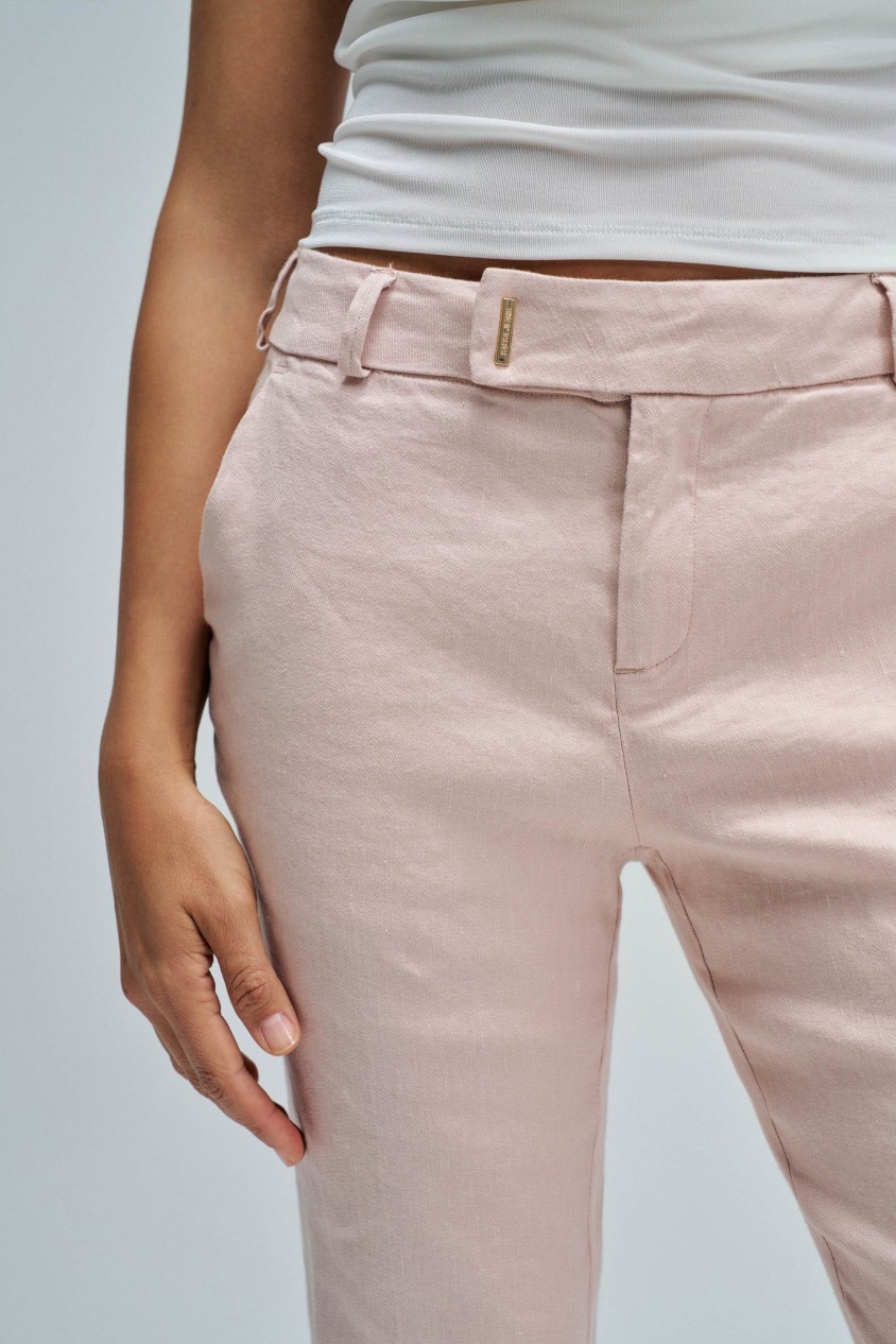 PANTALONS CHINO FLARE EN LIN
