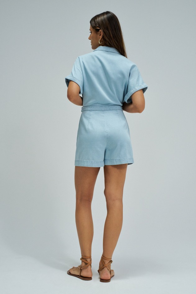 SHORT OVERALL IN LIGHTDENIM