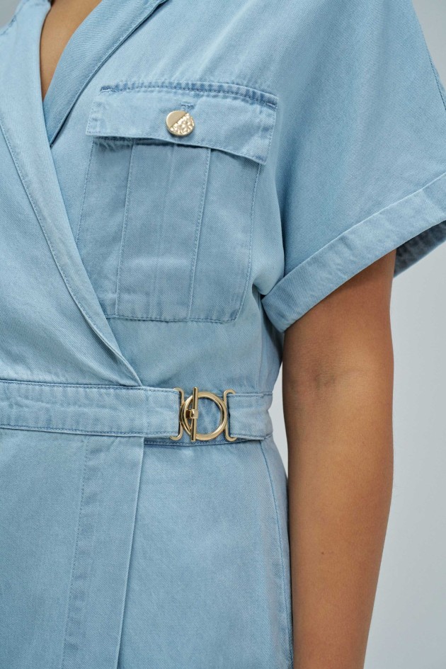 SHORT OVERALL IN LIGHTDENIM