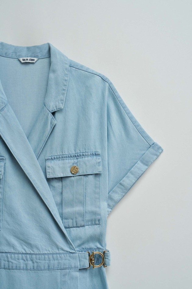 SHORT OVERALL IN LIGHTDENIM