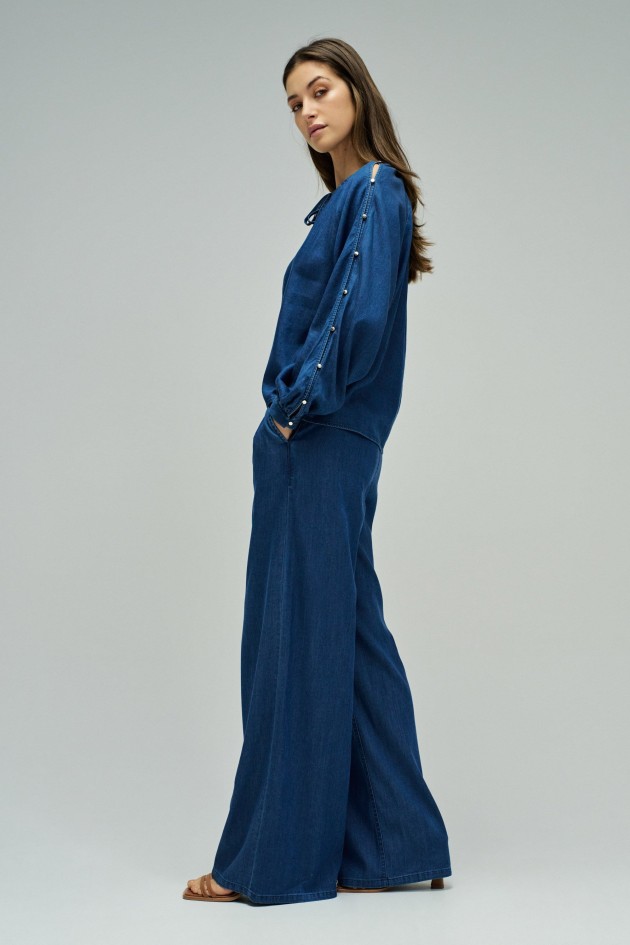 BLUSA EM LIGHTDENIM