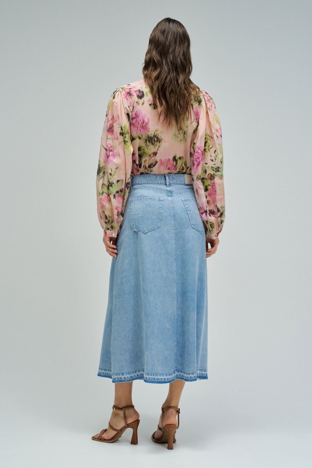 JUPE MIDI EN LIGHTDENIM