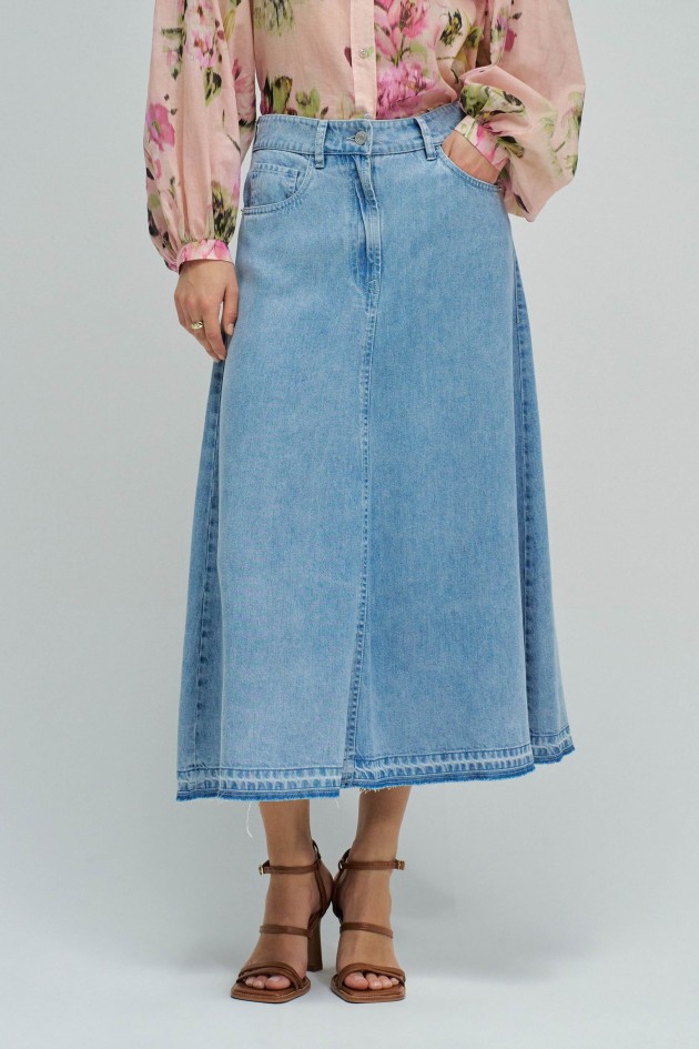 FALDA MIDI EN LIGHTDENIM