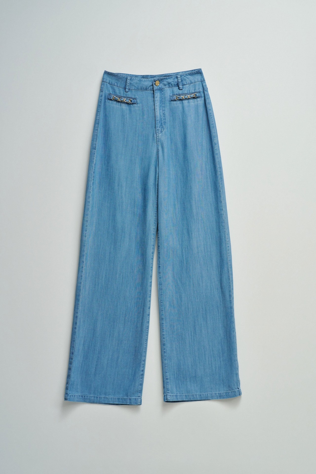 CAL�AS EM LIGHTDENIM COM PERNA WIDE