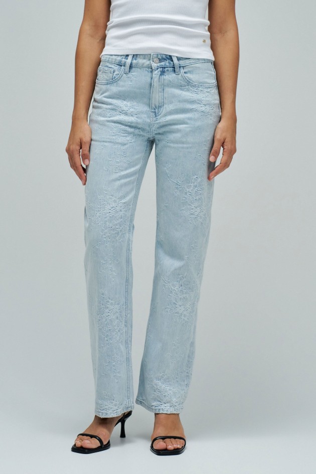 STRAIGHT FIT JEANS MET JACQUARD