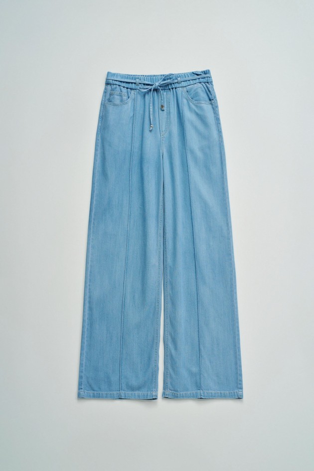 JOGGER TROUSERS WITH WIDE LEG IN LIGHTDENIM