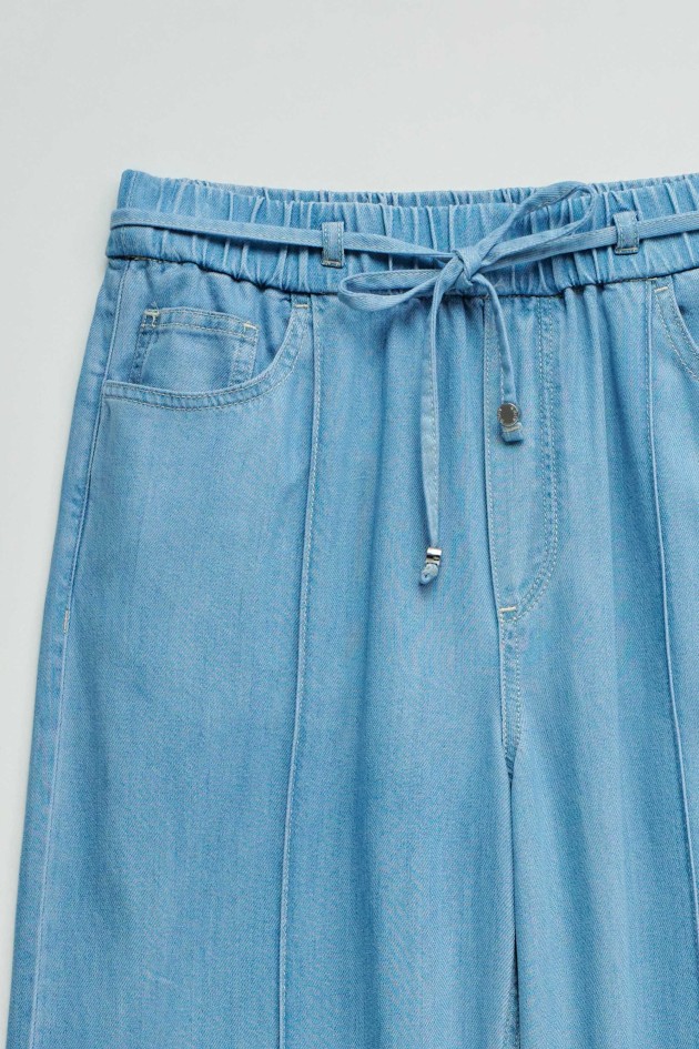 JOGGER TROUSERS WITH WIDE LEG IN LIGHTDENIM