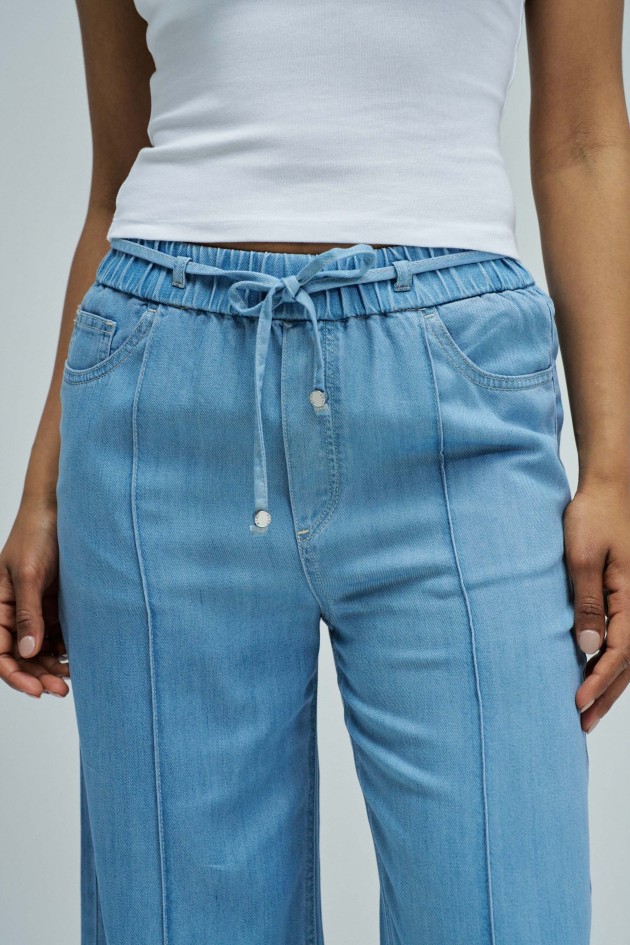 JOGGER TROUSERS WITH WIDE LEG IN LIGHTDENIM