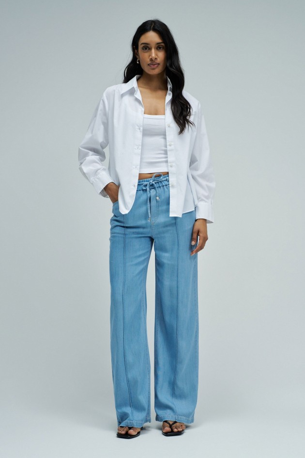 JOGGER TROUSERS WITH WIDE LEG IN LIGHTDENIM