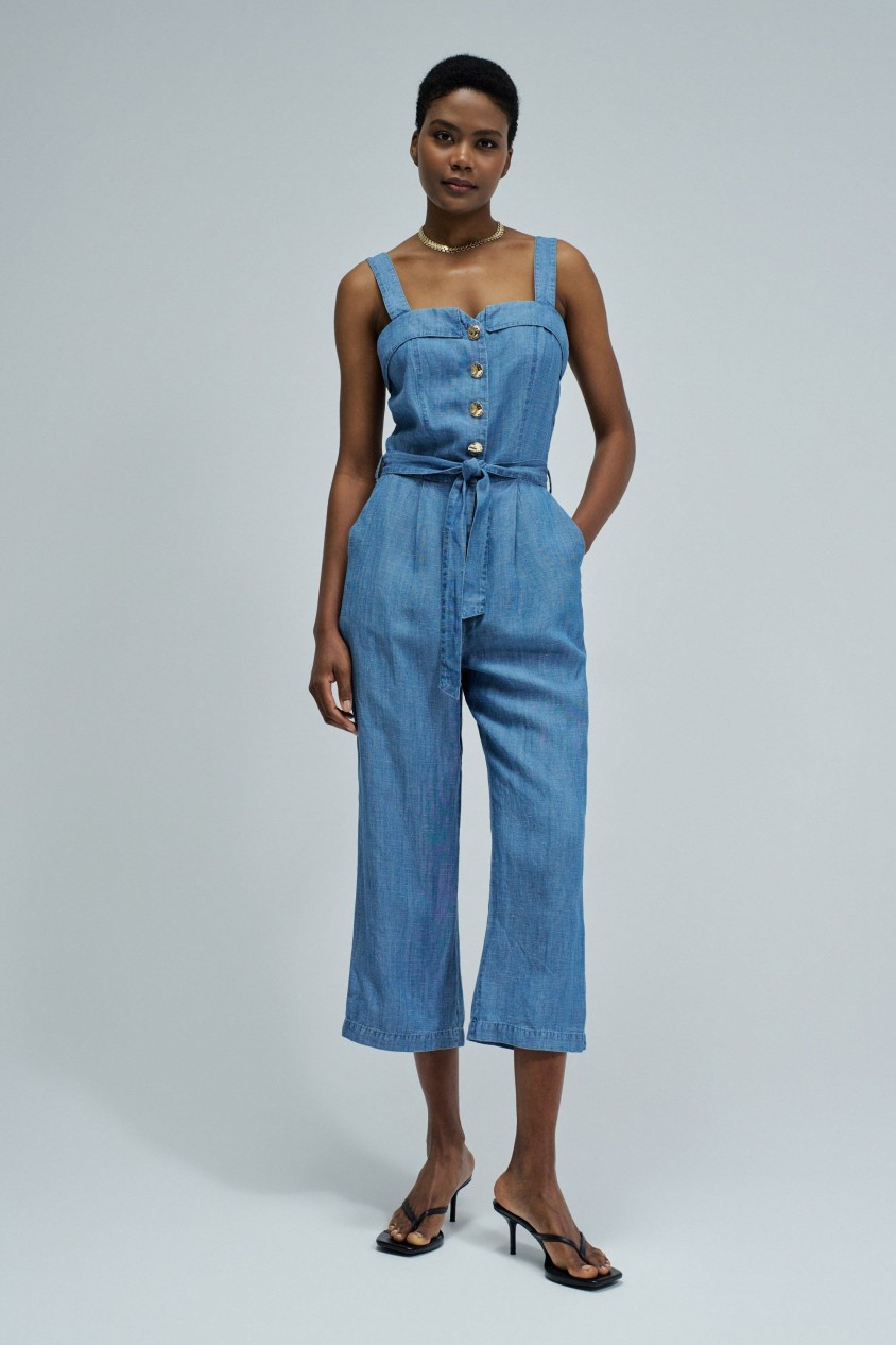 LIGHTDENIM OVERALL WITH LINEN