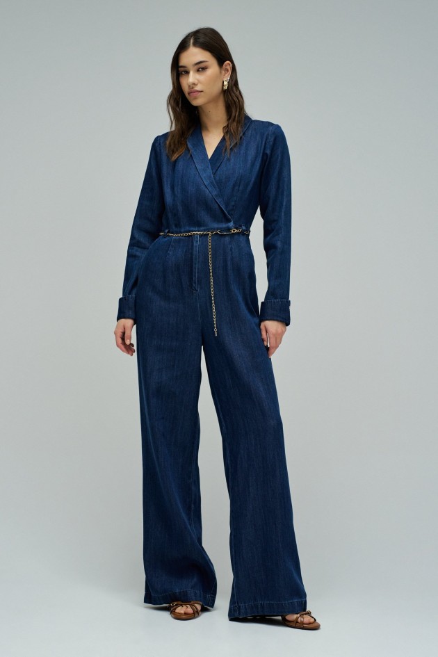 LIGHTDENIM JUMPSUIT WITH WIDE LEG